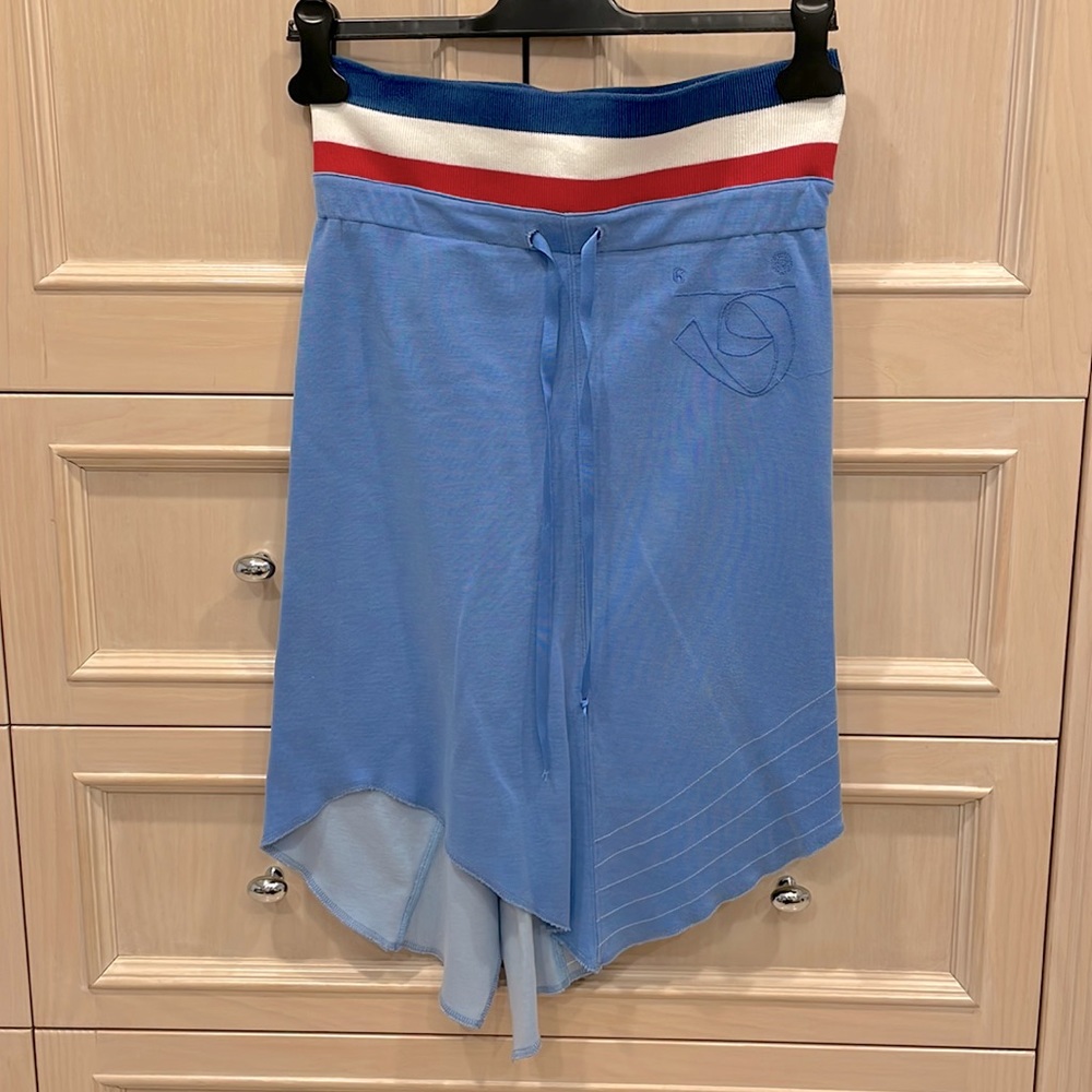 Diesel Blue Asymmetrical Skirt with Red and White Accents